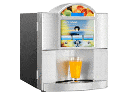 Fruitdrankjes en water uit ��n apparaat.